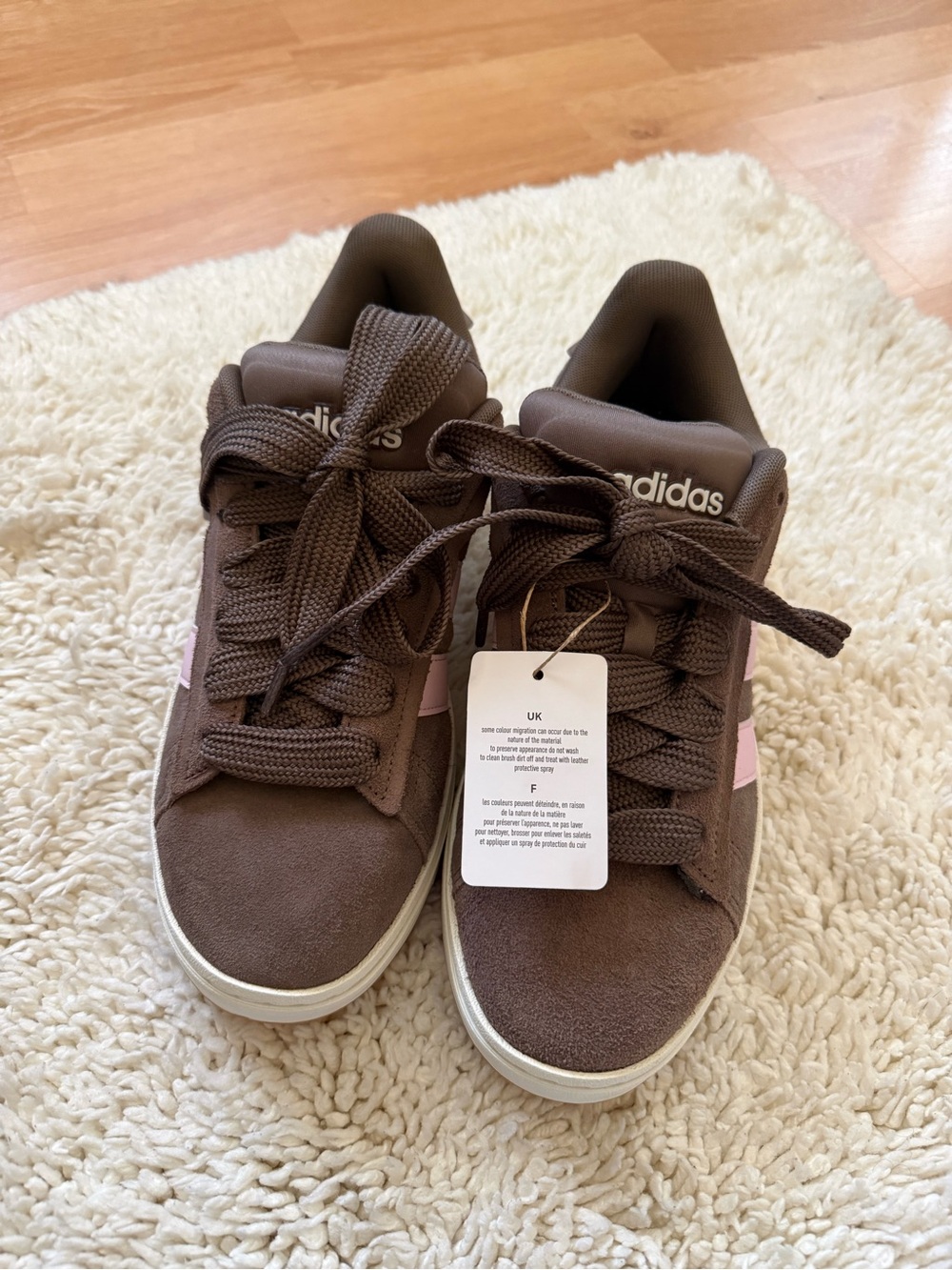 adidas Brown Suede Sneakers with Pink Accent